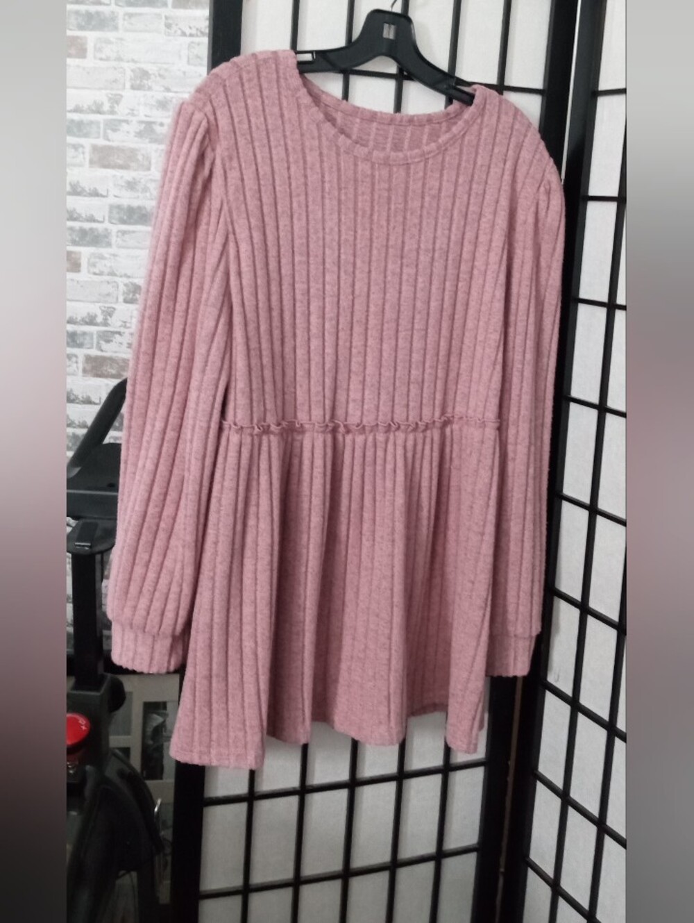 Soft Ribbed Peplum Sweater - Dusty Rose